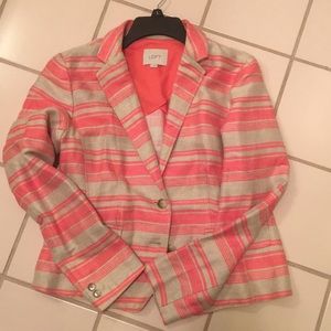 Coral Striped linen blazer